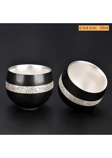 A5 Mavi ve Beyaz Yaldızlı Gümüş Çay Fincanı El Yapımı Seramik Butik Çay Bardağı Taşınabilir Tek Fincan Çay Kase Ev Teaware Aksesuarları (Yurt Dışından)