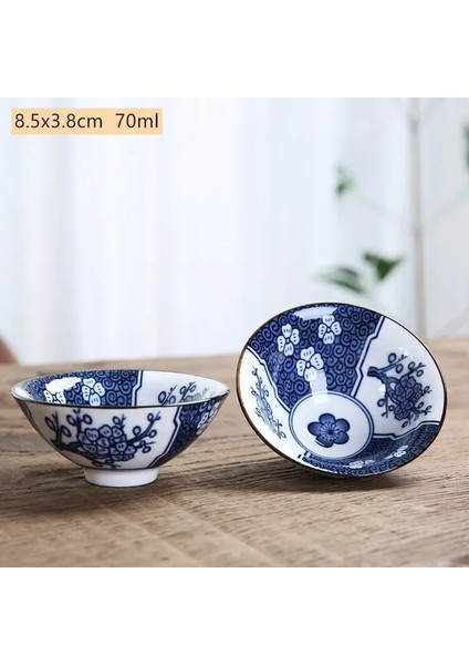 B8--2 Adet 2 Adet Mavi ve Beyaz Porselen Çay Fincanı Japon Tarzı Küçük Çay Bardağı Seramik Tek Fincan Ev Retro Ana Fincan Çay Kase (Yurt Dışından)