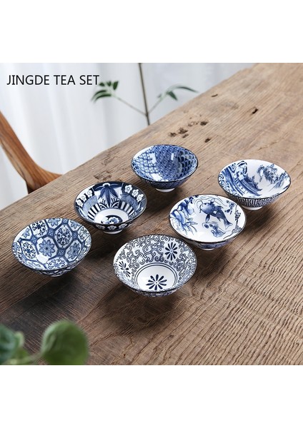 B8--2 Adet 2 Adet Mavi ve Beyaz Porselen Çay Fincanı Japon Tarzı Küçük Çay Bardağı Seramik Tek Fincan Ev Retro Ana Fincan Çay Kase (Yurt Dışından) fiyatları