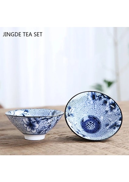 B8--2 Adet 2 Adet Mavi ve Beyaz Porselen Çay Fincanı Japon Tarzı Küçük Çay Bardağı Seramik Tek Fincan Ev Retro Ana Fincan Çay Kase (Yurt Dışından) fırsatları