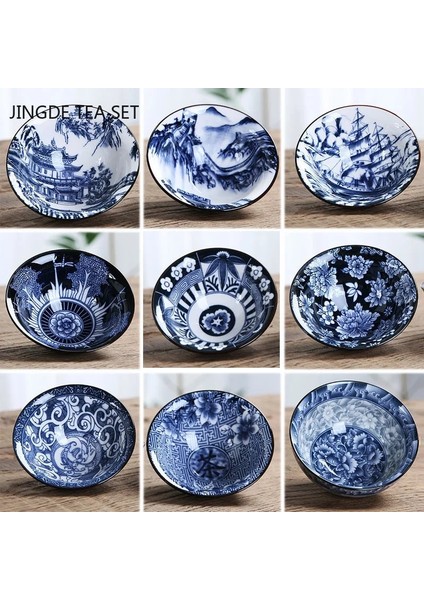 B8--2 Adet 2 Adet Mavi ve Beyaz Porselen Çay Fincanı Japon Tarzı Küçük Çay Bardağı Seramik Tek Fincan Ev Retro Ana Fincan Çay Kase (Yurt Dışından) indirimleri