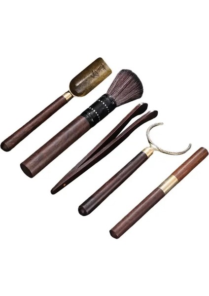 Abanoz 5 Adet/takım Çay Töreni Isıya Dayanıklı Kung Fu Çay Araçları Ahşap Çin Gongfu Çay Kaşığı Çay Maşası Iğne Seti Çay Odası Malzemeleri (Yurt Dışından)