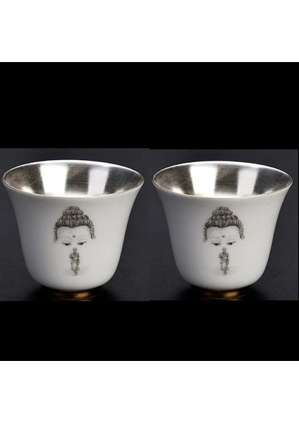 Bb-2 Adet Resim Olarak Buda Seramik Çay Bardağı 999 Gümüş Fincan Zen Kung Fu Puer Oolong Çay Bardağı Tek Fincan Teaware (Yurt Dışından)