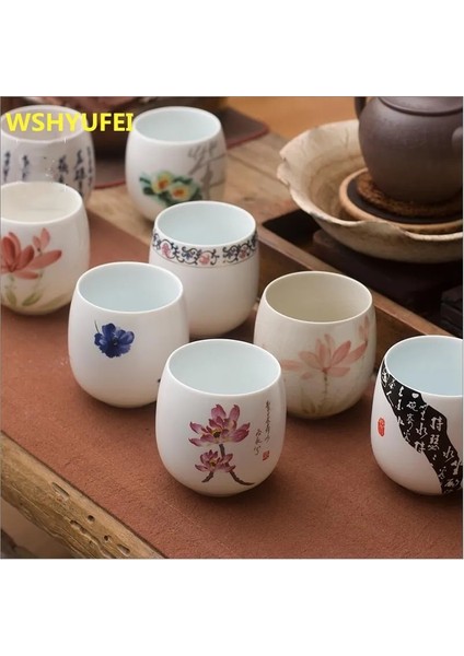 Turuncu 180 ml Jingdezhen Japon Tarzı Kung Fu Çay Bardağı Seti Seyahat Çin Porselen Kahve Fincanı Setleri Seramik Kil Çay Servisi Bira Bardağı 180 ml (Yurt Dışından) modelleri