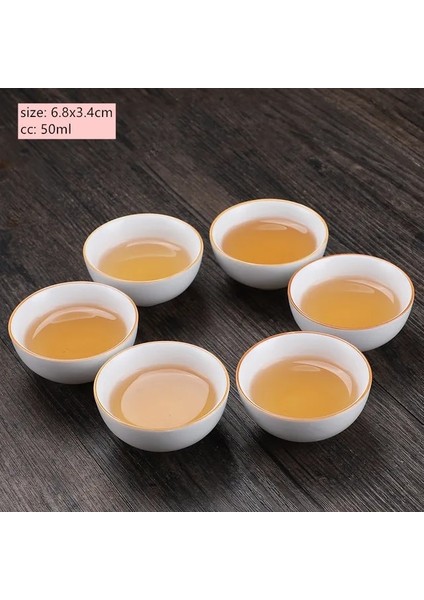 D1 Altı Parçalı Set 6 Adet Çin Seramik Çay Bardağı Seti El Yapımı Beyaz Porselen Çay Kase Taşınabilir Meditasyon Çay Fincanı Gelenek Çay Seti Ana Bardak (Yurt Dışından)
