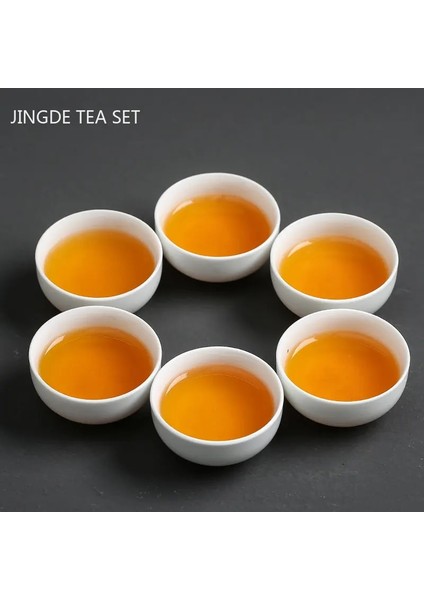 D1 Altı Parçalı Set 6 Adet Çin Seramik Çay Bardağı Seti El Yapımı Beyaz Porselen Çay Kase Taşınabilir Meditasyon Çay Fincanı Gelenek Çay Seti Ana Bardak (Yurt Dışından) fiyatları