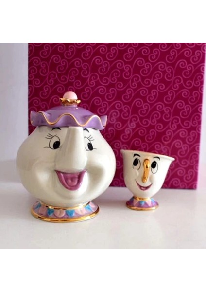 1 Fincan 1 Pot Sevimli Karikatür Güzel ve Çirkin Kahve Çay Seti Kupa Bayan Potts Çip Fincan (Tepsi Dahil Değildir) (Yurt Dışından)