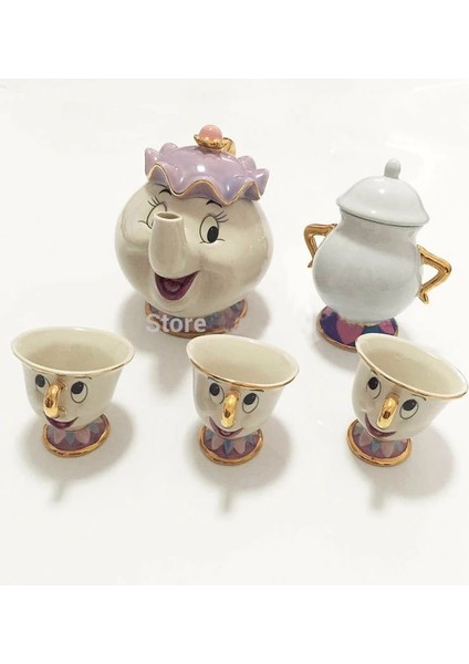 1 Fincan 1 Pot Sevimli Karikatür Güzel ve Çirkin Kahve Çay Seti Kupa Bayan Potts Çip Fincan (Tepsi Dahil Değildir) (Yurt Dışından) fırsatları