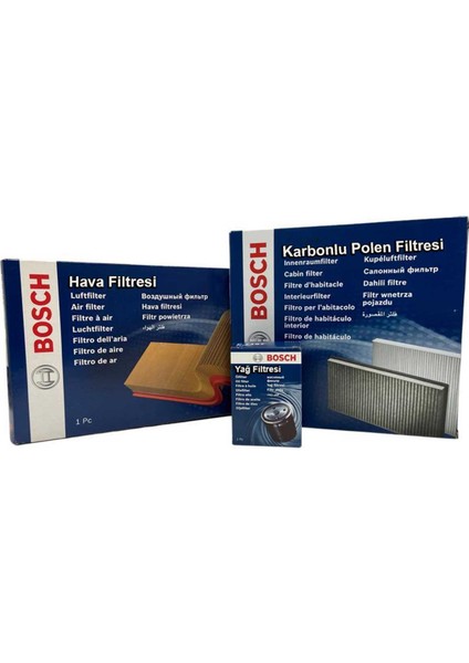 Ford Transit V363 2.0 Ecoblue Dizel Bosch Filtre Bakım Seti 2018-2023 Hava+Yağ+Karbonlu Polen