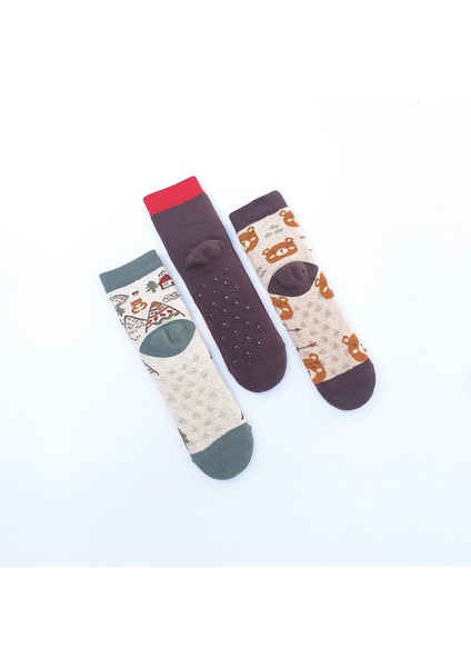 3'lü Ayı Desenli Kaydırmaz Havlu Çocuk Çorabı fiyatları
