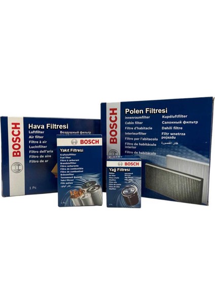 Toyota Yaris 1.4 D4D Dizel Bosch Filtre Bakım Seti 2012-2015 Hava+Yağ+Yakıt+Standart Polen