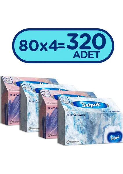 El ve Yüz Havlusu x 4 Paket 320 Yaprak