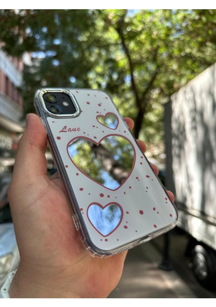 iPhone 11 Pro Uyumlu Kılıf Hologramlı Casetify Aşk Kalp Love Yazılı Parlak 3D Grafiti