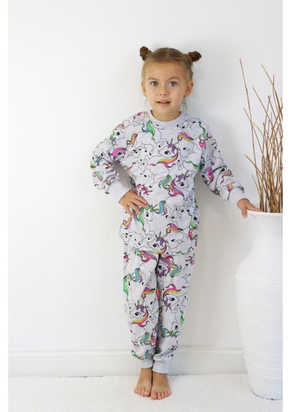 Harika Kids Kız Çocuk Baskılı Ince Basic Pijama Takımı