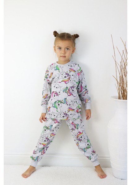 Harika Kids Kız Çocuk Baskılı Ince Basic Pijama Takımı