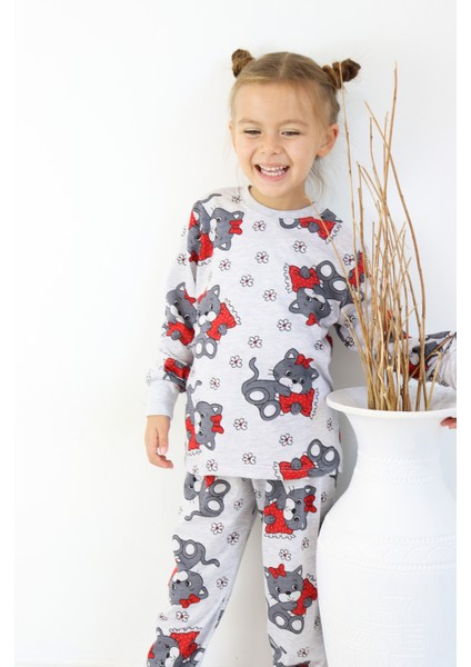 Harika Kids Kız Çocuk Baskılı Ince Basic Pijama Takımı