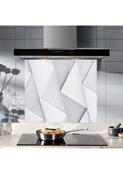Gümüş Desen | Cam Ocak Arkası Koruyucu | 52cm x 60cm