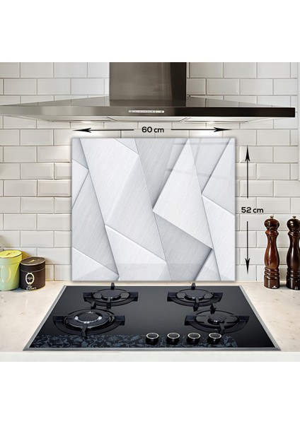 Gümüş Desen | Cam Ocak Arkası Koruyucu | 52cm x 60cm fırsatları