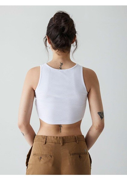 HETAHA Fitilli Crop Top Beyaz Atlet 13168200160033
