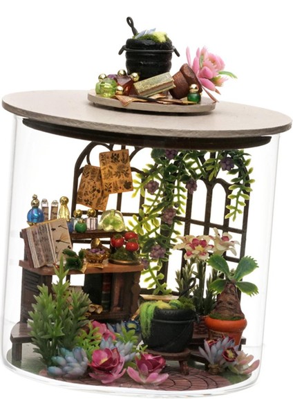Ahşap Dıy Minyatür Dollhouse Şişesi El Yapımı 3D Ev E (Yurt Dışından)