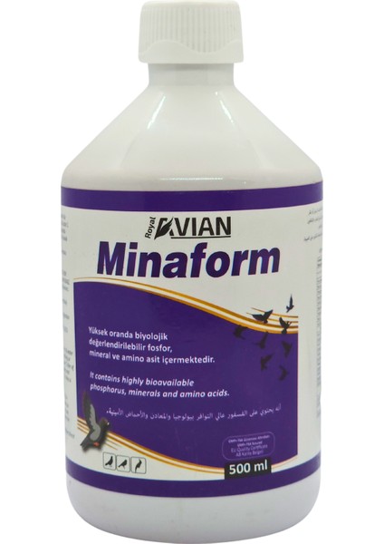Royal Ilaç Minaform 500 Ml. Kafes Kuşlarında Kabuk ve Fosfor Desteği