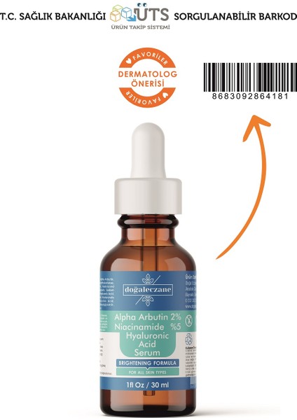 Lekeli Ciltler Için Aydınlatıcı Yüz Serumu Niacinamide 5 + Alpha Arbutin 2 Hyaluronic Acid 30 Ml. modelleri