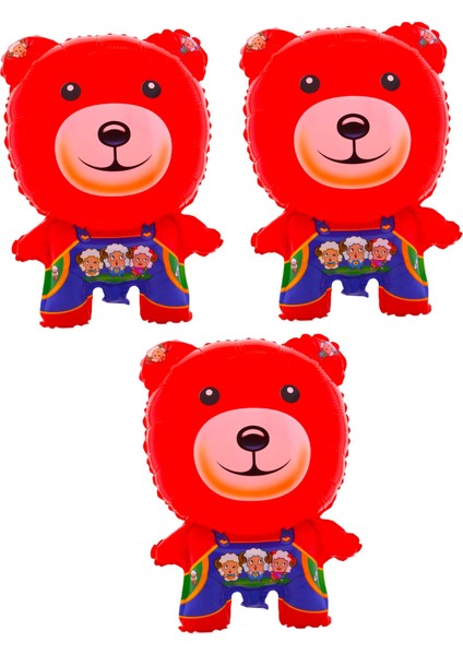 Kırmızı Ayıcık 3 Adet Büyük Boy 42CMX59CM Folyo Balon (Helyum) No:27