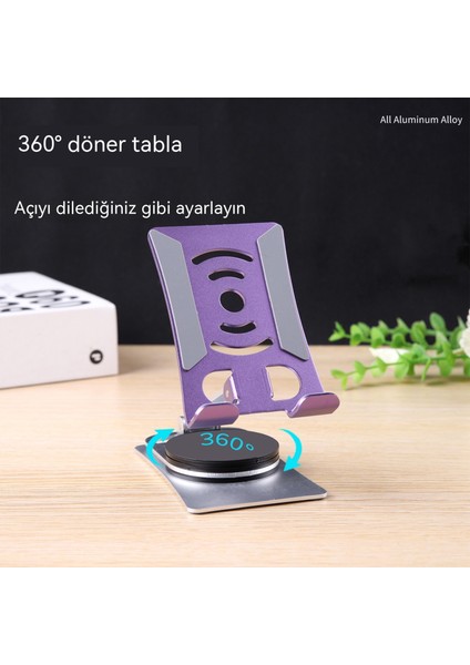 360 Derece Dönen Cep Telefonu Standı Alüminyum Alaşımlı Masaüstü Kaldırma Standı Katlanır Taşınabilir Tembel Ipa Tablet Standı (Yurt Dışından)