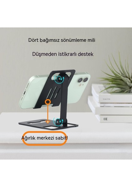 Çift Katlanır Cep Telefonu Standı, Masaüstü Tembel Standı, Tablet Canlı Yayın Kaldırılabilir Standı (Yurt Dışından)