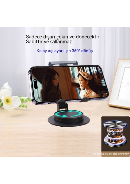 Metal Yüksek Yoğunluklu Karbon Çelik Cep Telefonu Masaüstü Standı Tablet Standı Tembel Canlı Yayın Dönen Katlanır Bilgisayar Standı (Yurt Dışından)