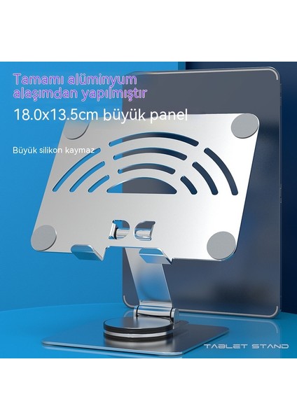 360 Dönen Tablet Pc Standı Alüminyum Alaşımlı Akrilik Masaüstü Cep Tablet Telefon Tabanı Kaldırma Depolama Okuma (Yurt Dışından)