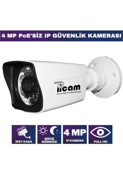 4 MP IP Bullet Kamera Ip Kamera 3.6mm 5MP Sony Lens POESİZ