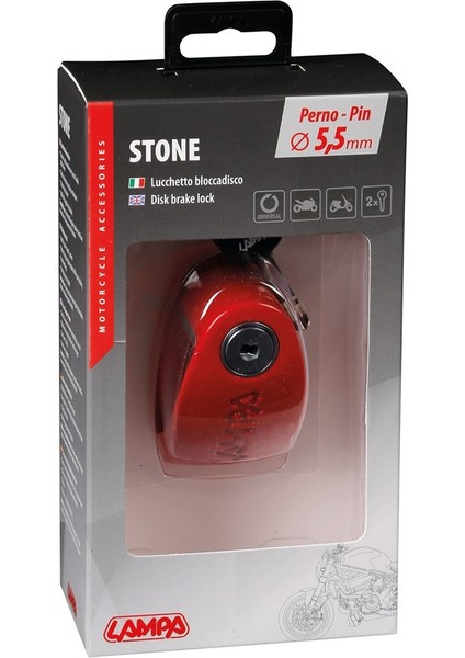 Stone Kırmızı 5,5mm Disk Kilidi 2 Anahtarlı 90589