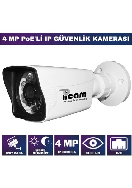 4 MP IP Bullet Kamera Ip Kamera 3.6mm 5MP Sony Lens POELİ