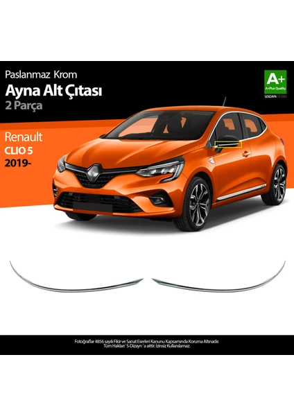 Renault Clio 5 Krom Ayna Alt Çıtası 2 Parça 2019 ve Üzeri A+Kalite