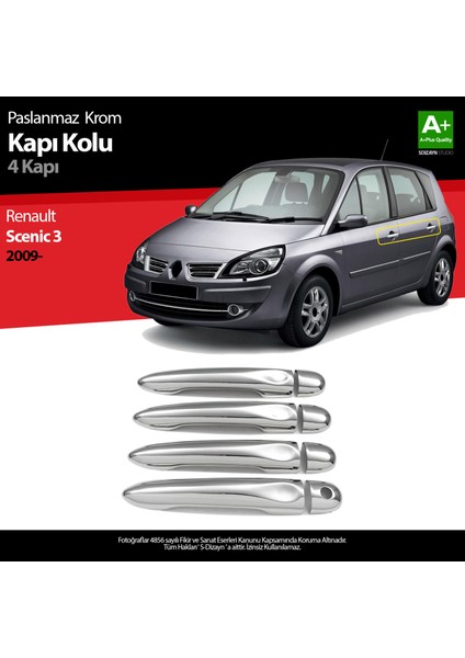 Renault Scenic 3 Krom Kapı Kolu 4 Prç 2009 Üzeri