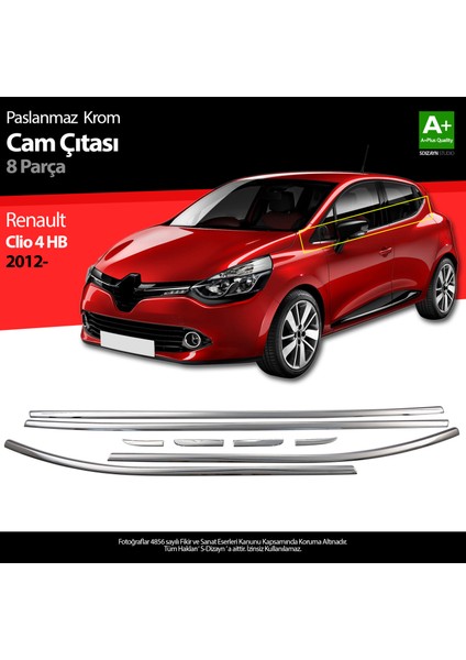 Renault Clio 4 HB Krom Cam Çıtası 8 Prç. 2012-2019 A+ Kalite