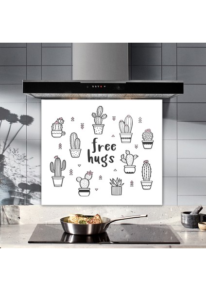 Free Hugs | Cam Ocak Arkası Koruyucu | 52cm x 60cm