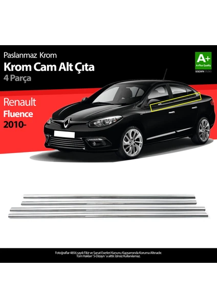 Renault Fluence Krom Cam Çıtası 4 Prç 2010 Üzeri