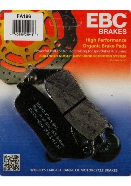FA196 2003-2008 Honda Vtx 1300 S Uyumlu Ön Fren Balatası Organik Balata