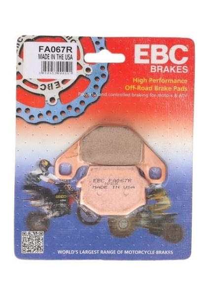 FA067R 1987-2004 Kawasaki Klr 650 Uyumlu Arka Fren Balatası Sinterli Balata