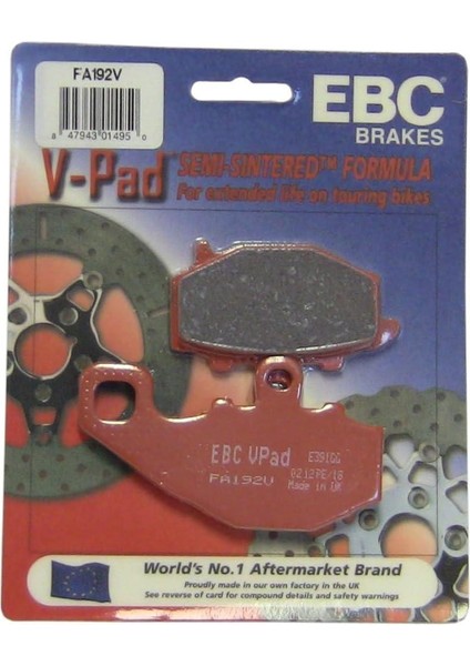 FA192V 2004-2007 Kawasaki Z 750 S Uyumlu Arka Fren Balatası Yarı Sinterli Balata