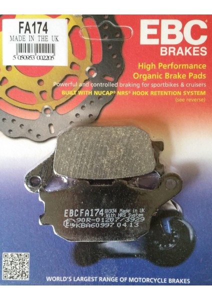 FA174 2022-2023 Kawasaki Z 650 Rs Uyumlu Arka Fren Balatası Organik Balata