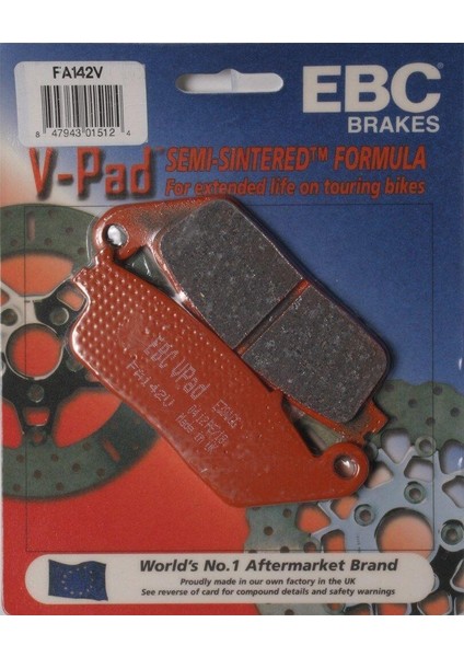 FA142V 2007-2012 Kawasaki Z 750 Uyumlu Ön Fren Balatası Yarı Sinterli Balata