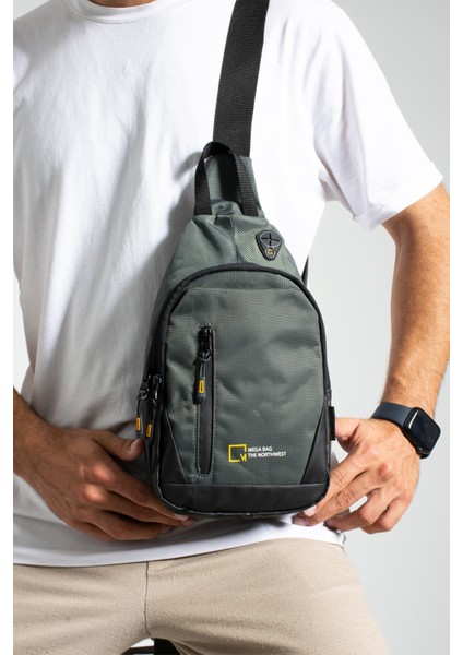 Unisex Keten Kumaş Su Geçirmez Çanta, Çapraz Askılı Omuz ve Göğüs Çantası, Body Bag, fırsatları