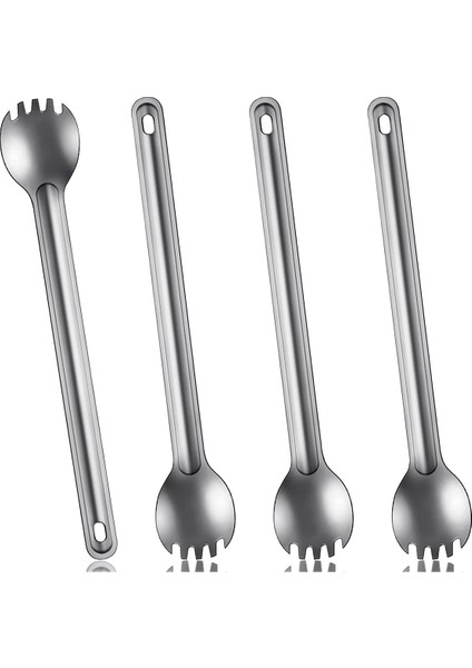 Adet Titanyum Uzun Saplı Çatal ve Kaşık Ultralight Taşınabilir Çatal Kaşık Açık Kamp Sırt Çantasıyla Yürüyüş Seyahat Için (Yurt Dışından)