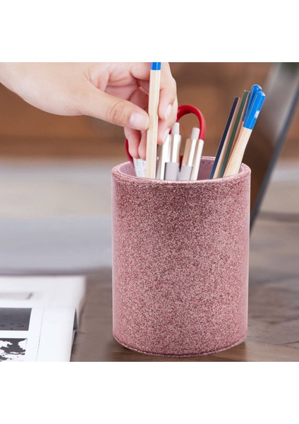 Masa Ofis Için Pu Kalem Bardak Makyaj Fırça Tutacağı Bardak (Gül Altın) (Yurt Dışından)