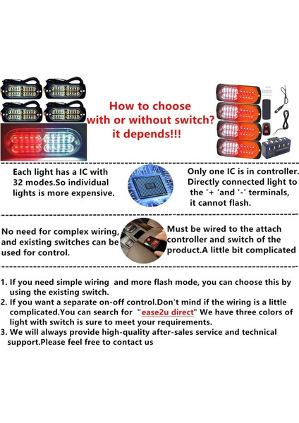 4pcs 12-24V 20-Led Uyarı Dikkat Tehlike Inşaatı Kırmızı ve Beyaz (Yurt Dışından)