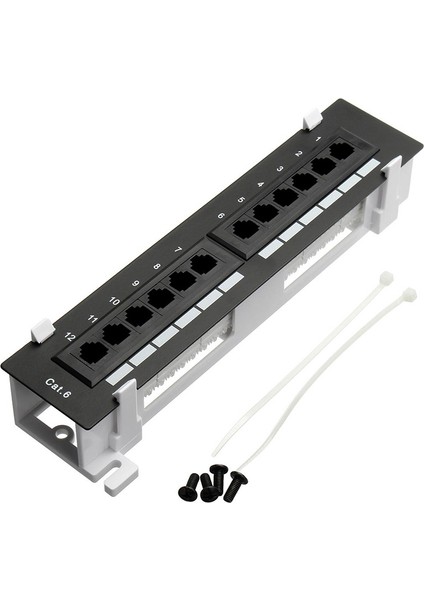 Ağ Araç Kiti 12 Port Cat6 Patch Panel RJ45 Ağ Duvara Montaj Rafı, Yüzey Duvara Montaj Braketi ile (Yurt Dışından)