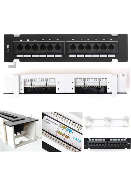 Ağ Araç Kiti 12 Port Cat6 Patch Panel RJ45 Ağ Duvara Montaj Rafı, Yüzey Duvara Montaj Braketi ile (Yurt Dışından) fırsatları